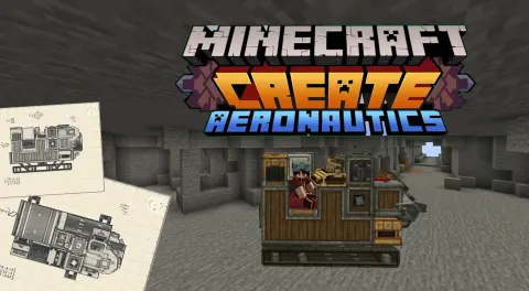 Aeronautics super compact tunnelbore drill with Belt, Item Vault, Gearbox, Andesite Casing, Copycat Panel, Redstone Link, Andesite Funnel, and Red Portable Engine, visible proportions, and a 7 x 4 x 5 schematic footprint.