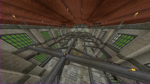 Create Factory with Copper Block, Cut Limestone Bricks, Layered Tuff, Copycat Step, Metal Girder, Cut Tuff Bricks, Cut Limestone, and Tuff Bricks, visible proportions, and a 36 x 24 x 57 schematic footprint.