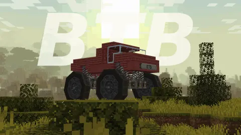 Monster Truck red with Mangrove Planks, Mangrove Slab, Mangrove Stairs, Redstone Link, Stripped Mangrove Log, Framed Glass, Spring, and Light Gray Nameplate, visible proportions, and a 7 x 6 x 13 schematic footprint.